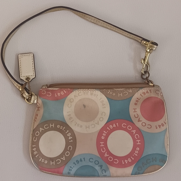 Coach Multicolor Circle Pattern Wristlet Clutch - Picture 3 of 5